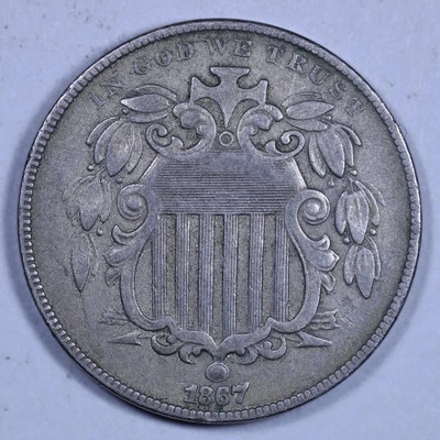 1867 Shield Nickel (No Rays) - 5c Raw VF+ - Lovely Coin - Image 1 of 2