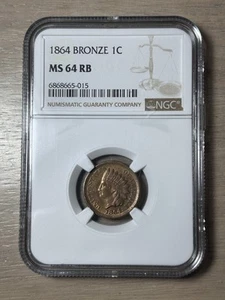 NGC MS-64 RB 1864 Bronze Indian Head Cent Red-Brown! - Picture 1 of 6