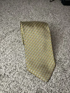 Corbata de diseñador Brooks Brothers Makers dorada azul pura seda para hombre geométrica EE. UU. - Imagen 1 de 4