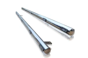 Barras laterales cromadas de acero inoxidable + LED blancos para furgoneta Ford Transit MK9 2021+ LWB - Imagen 1 de 5