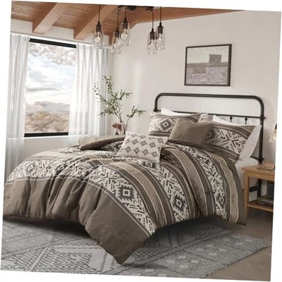  Juego de edredón King, rayas espiga King/California King marrón Foto 1 de 4