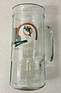 Taza de colección de vidrio Fisher Nuts de los Miami Dolphins años 80 cerveza NFL - Imagen 1 de 5