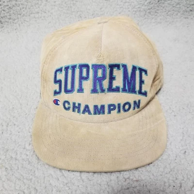 Кепка Supreme Champion с застежкой сзади желтовато-коричневая вельветовая вышитая сделано в США мужская - Изображение 1 из 4