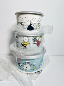 3er Set Tupperware Erdnüsse im Schnee Urlaub Kanister Nesting Snoopy 2019 - Bild 1 von 5