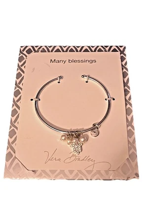 Brazalete Vera Bradley Muchas Bendiciones Hamsa Estrás Tono Plata Nuevo Foto 1 de 2