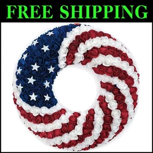 Elegant 18-Inch Indoor/Outdoor Patriotic Wreath - Ideal for Holiday Decoration - Picture 1 of 7