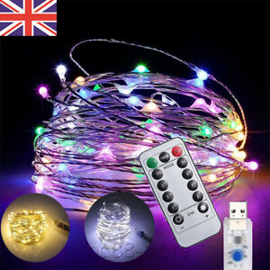 USB Plug In 50/100/200LED DIY Micro Copper Wire Fairy String Lights Home Xmas UK