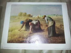 Vintage 80s 12.5"x9.5" Millet Jean-François Louvre Museum Art Print THE GLEANERS - Bild 1 von 5