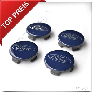🇩🇪 4x original Ford Felgendeckel Nabendeckel BlauGlanz 54mm für Ford Alufelgen - Bild 1 von 4