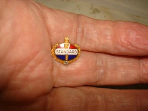 Antique Standard Oil 14k Gold Enamel Lapel Pin 1928 Engraved W. J. Caco Diamond - Picture 1 of 5