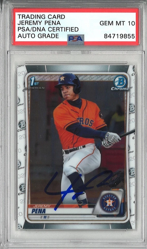 Jeremy Pena Signed 2020 Bowman Chrome BCP-61 Card GEM MINT 10 AUTO 1st Bowman - Image 1 of 1