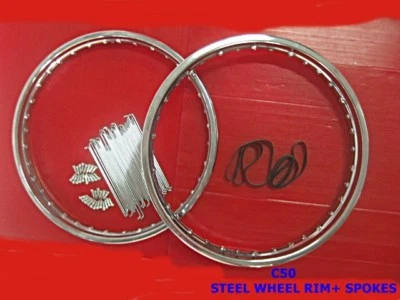 Fit HONDA C50 C65 C70 C110 CA110 S65 S50 CL50  F&R WHEEL RIM+SPOKE SET 72PCS#BI# - Imagem 1 de 4