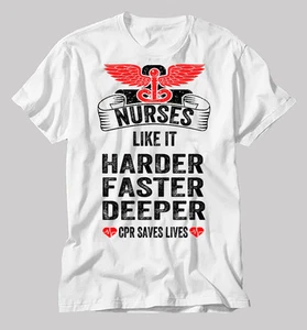 Krankenschwester T-Shirt lustig Krankenschwester HLW T-Shirt medizinisch Arbeiter T-Shirt - Bild 1 von 3