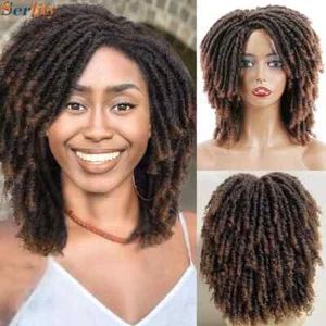 Ombre Brown Blonde Curly Synthetic Braided Twist Dreadlock Wig Daily Party Wig - Picture 1 of 36