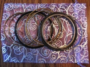 Gold Black Bronze Tone Metal Bangle Bracelets 12 Pc Women's Costume Jewelry Lot - Picture 1 of 3