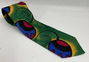 Vintage Silk Necktie Robert Daskal Signed Silk Gorgeous Colors Hand Painted USA - Picture 1 of 6