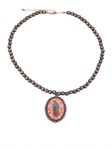 Navajo Pearl Necklace with Virgen de Guadalupe pendant - Picture 1 of 8