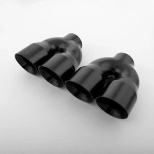 2PCS Black Exhaust Tailpipe Tips 3" In Quad 4" Out Angle Cut Dual Wall 9" Long - Bild 1 von 7