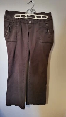 Maternity Old Navy Pants Brown 34 W 32 Inseam festval Boho Small corduroy  4 Poc - Image 1 of 4