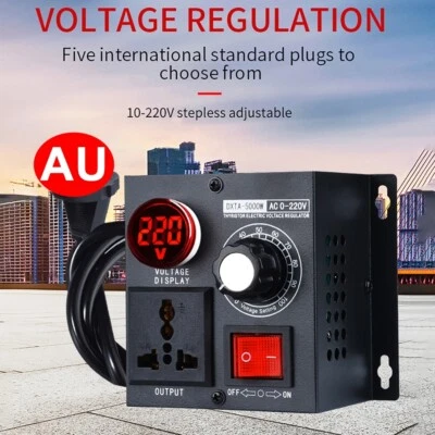 Regulador de voltaje continuo 5000W CA 220V Motor de velocidad Lámpara Regulador de atenuación Controlador Foto 1 de 4
