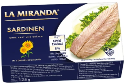 La Miranda - Sardinen ohne Haut und Gräten in Sonnenblumenöl - 125 Gramm - Bild 1 von 4