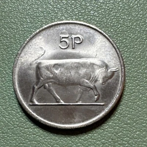 Ireland 1978 Copper-Nickel 5 Pence High Grade Unc. KM# 22 Bull - Picture 1 of 4