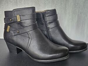 NATURALIZER BLACK LEATHER ZIP UP BOOTS SIZE 10W - NEW