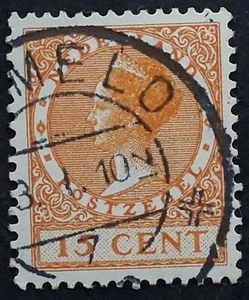 c.1925 Netherlands 15c orange Queen Wilhelmina stamp Almelo cds - Bild 1 von 2