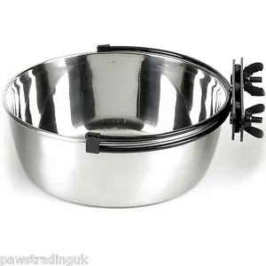 Classic Stainless Steel Secura Coop Cup & Holder 4 Dog Crate kennel cage 900ml - Picture 1 of 3