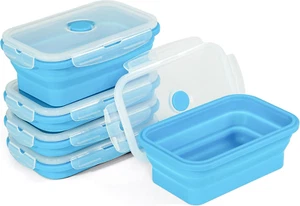 Set of 4 Foldable Silicone Food Storage Containers,Kitchen Leftovers Box, Lunch - Picture 1 of 12