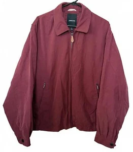 London Fog Men's Jacket Coat Large Maroon Red Zipper Pockets Collar Outerwear - Picture 1 of 8