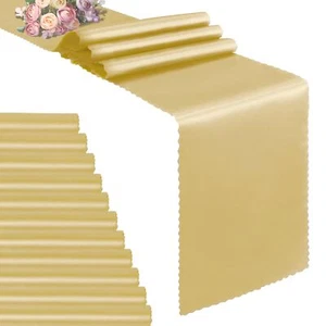 12 Pack Satin Table Runners 12 x 72 Inches Long Gold Table Runners Wedding Ta... - Picture 1 of 9
