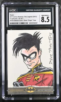 DC Artist Sketch Card 1/1 - Robin - Dave "Pops" Tata - CGC 8.5 - Image 1 of 2