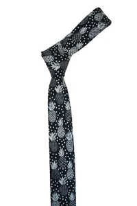 NWT Dolce & Gabbana Black w White Pineapple Silk Neck Tie Skinny Made in Italy - Picture 1 of 4