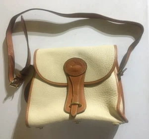 Vintage Dooney & Bourke Shoulder Bag Purse Pebbled Leather Essex Flap Two-Tone - Picture 1 of 6