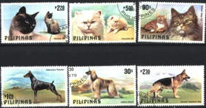 Philippines Scott #1425 - 1430 (CTO) 1979 Juego completo de 6 PERROS Y GATOS - Imagen 1 de 1