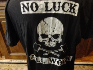 Drive Clothing NO LUCK ALL WORK Skull T-Shirt XL Vintage Fading Print Cracking - Bild 1 von 6