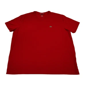Camiseta roja Lacoste 100 % algodón Pima cuello en V cocodrilo talla 9 4XL ajuste regular - Imagen 1 de 7