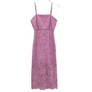 NUEVO BHLDN Anthropologie Maria Vestido Midi Púrpura Rosa Malva Sin Mangas Encaje XS - Imagen 1 de 10