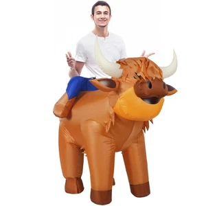 Inflatable Highland Cow Costume - Adult Halloween Blow Up Cow Themed Party Co... - Picture 1 of 6