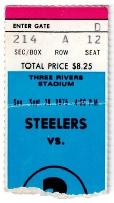 Boleto de los Pittsburgh Steelers vs Buffalo Bills 1975 OJ SIMPSON 227 yardas 28/09 Foto 1 de 2