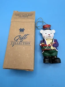 Avon Gift Collection Strike Up The Band White Teddy Drummer Ornament W Box 1994 - Picture 1 of 2