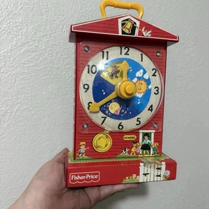Fisher Price Kids Teaching Learning Clock Musical Box Toy Works Great Vintage - Picture 1 of 4