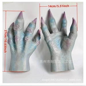 Colorful Realistic Latex Alien Mask Colored Gloves For Halloween Cosplay - Picture 1 of 4