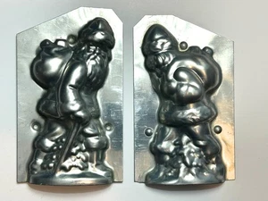 Vintage Metal Mold Embossed Santa Walking with Bag Chocolate - Picture 1 of 6