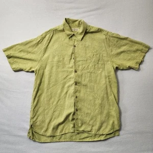 Camisa de Seda Tommy Bahama Para Hombres Grande Verde Bordada Palma Floral Plantas Botón - Imagen 1 de 9