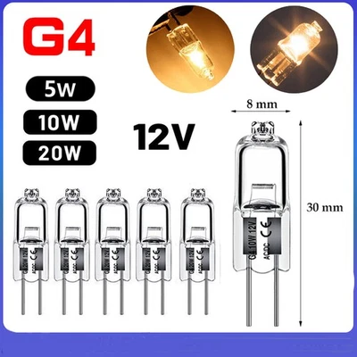 10 x G4 HALOGEN BULBS 5W 10W 20W Warm Light Globe Warm White 12V - Image 1 of 4