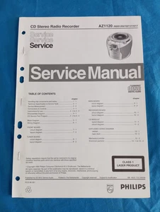 PHILIPS AZ1120 CD Stereo Radio Recorder SERVICE MANUAL ORIGINALE Schemari Repair - Foto 1 di 1