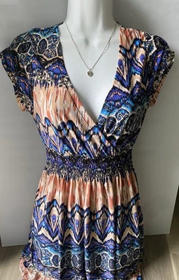 Vestido Corto Cristinalove Mujer Multicolor Cruzado Frontal Cintura Alta M Foto 1 de 4