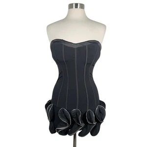 Vestido ceñido al cuerpo sin tirantes Caribbean Queen S negro corsé espalda cóctel - Imagen 1 de 7